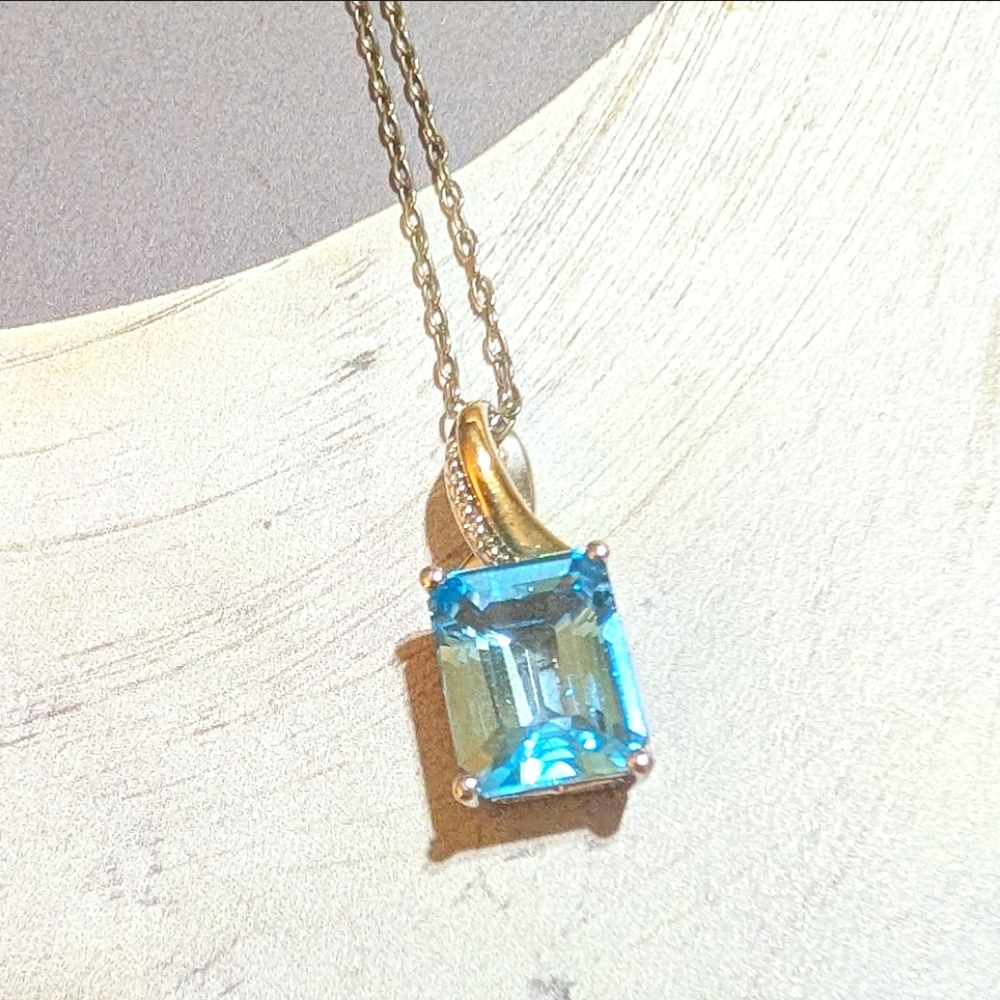 Alwand Vahan 10kt and Sterling 3ct Swiss Blue Topaz Necklace - Picture 4 of 8